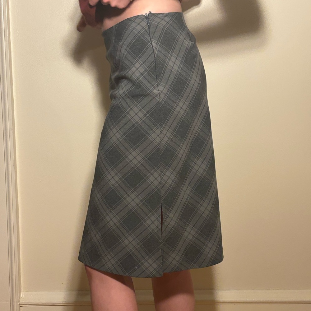 Only Gray Plaid Midi Skirt